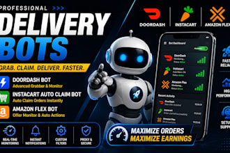create doordash bot grabber instacart auto claim order bot, amazon flex bot