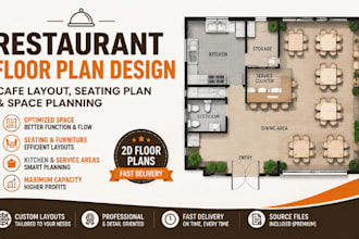 do restaurant floor plan design, cafe layout, seating plan and space planning