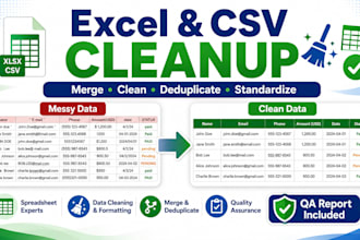 merge clean deduplicate and standardize excel or CSV files