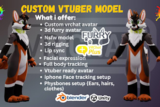 create custom vrchat model, anime vr chat avatar, furry avatar for PC and quest