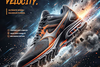 design dynamic sports shoes and product ad posters