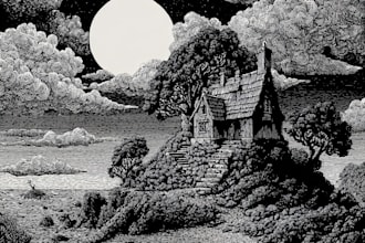 design a detailed vintage linocut illustration