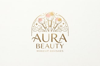 design an elegant makeup brushes logo