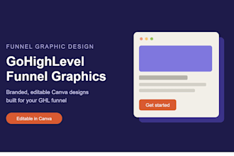 design branded canva funnel, landing page and opt in graphics for gohighlevel