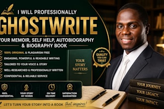 professionally ghostwrite your memoir, self help, autobiography, biography book