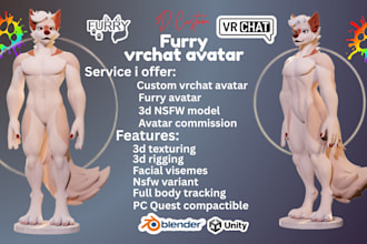 make custom vr chat avatar furry vtuber model anime nsfw avatar fursona animaze