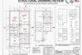 review and correct structural drawings for california and texas permi complianc