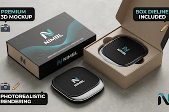 design premium 3d packaging, box dieline, and unboxing mockups