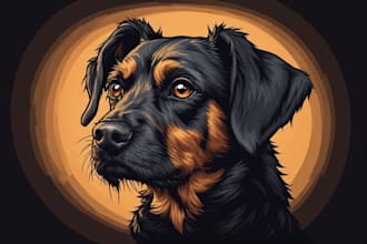 create a custom pet portrait, dog portrait, cat portrait illustration