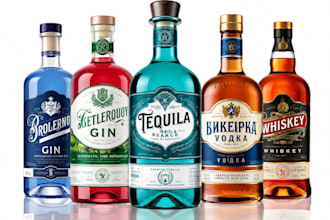 design an original label gin, whiskey or vodka for your brand