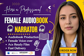 narrate audiobook with american female voice over  for any genres to acx audible