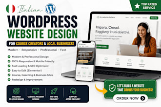 design redesign italian wordpress website for course creator and local business