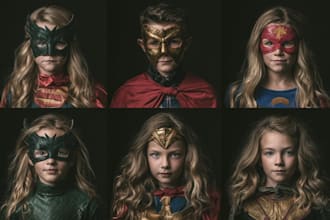make a family superhero portraits for you