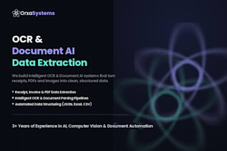 build ocr and document ai systems to extract data from images, pdfs receipt