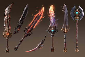 high quality weapon concept art for gaming and more