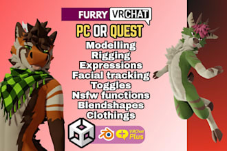 do custom vrchat avatar, furry vrchat avatar 3d furry nsfw model, vr character
