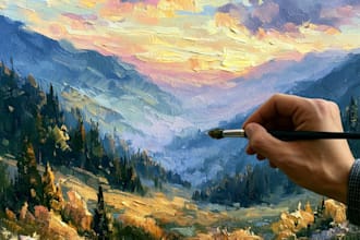 hand paint a custom landscape oil painting on canvas