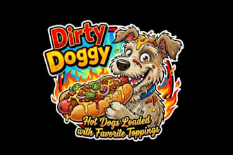 create attractive and imagination hot dog logo design