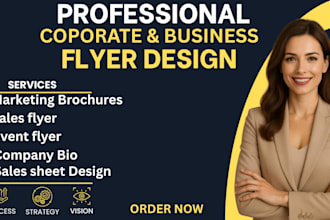 design company bio, flyer, infographic for marketing