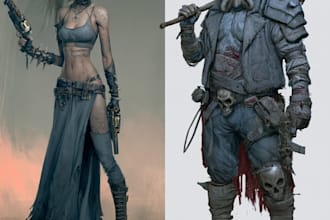 create sci fi, fantasy, horror and fiction character design and concept art