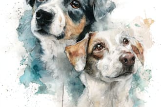 draw pet into watercolor portrait