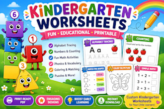 design custom kindergarten worksheets for kids