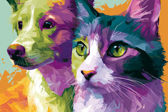 draw pop art of dog cat pet animal portrait