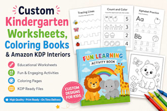create custom kindergarten worksheets, coloring books and amazon KDP interior