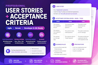write user stories and acceptance criteria