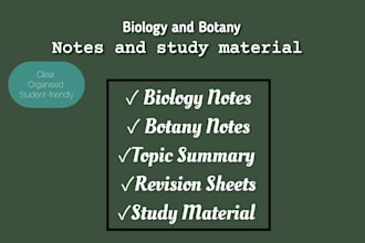 create clear biology and botany notes and study materials