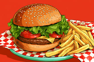 create a food pop art of your food pop art illustration