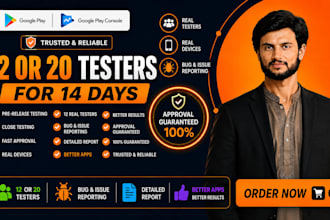 provide 12 or 20 testers for google play closed testing