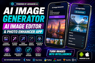build ai image generate app, image edtitor, photo enhancer, photo editing app