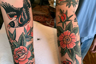 draw awesome traditional or neo traditional tattoo style design