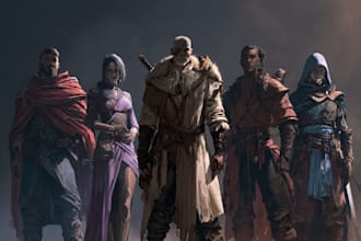 do group party character art, dnd party
