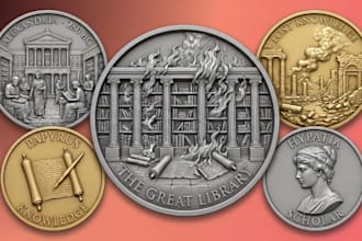 sculpt printable 3d coin model bas relief medalion medal coin cnc stl printing