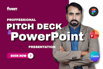design startup pitch deck, investor pitch deck and powerpoint presentation
