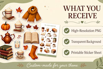 design custom sticker sheets and png bundles