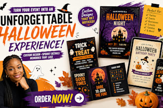 design halloween brochures, halloween digital products spooky fall invite design