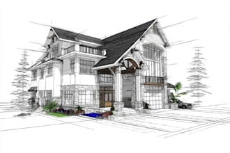 draw architectural sketches of buildings