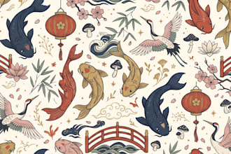 design a cute cartoon seamless pattern for fabric and products