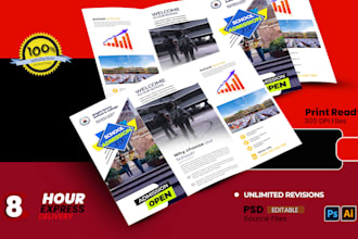 design professional trifold bifold brochure and flyer