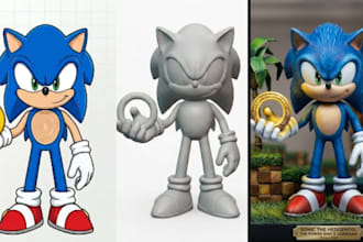 convert 2d to 3d toy figurine stylised 3d character picture to 3d stl file print