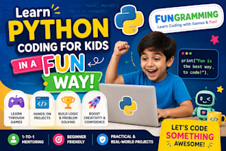 tutor python coding to your kids and beginners in fun way fungramming