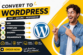 design or redesign, copy clone shopify, squarespace, wix to wordpress website