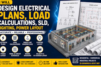 design electrical plans, load calculations, sld, lighting, power layout