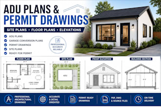 create adu plans, garage conversion plans, permit drawings and site plans