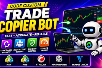 code custom trade copier bot for mt4, mt5, ctrader, ninjatrader, or tradestation