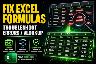 fix complex excel formulas, functions, troubleshoot errors