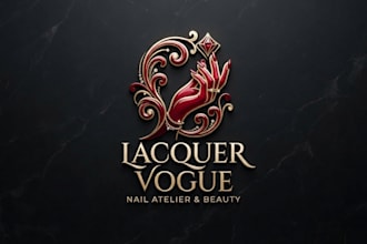 design a glamorous red nails logo for your brand